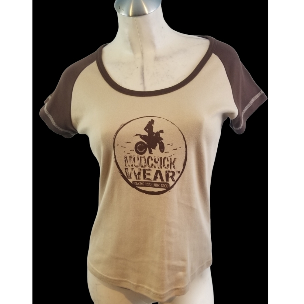 3/$25 Mudchick Wear Brown T-Shirt Brown Tan Dirt Bike Motorcycle